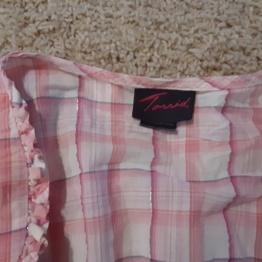 Torrid pink checked tunic, 0 - Picture 3 of 3